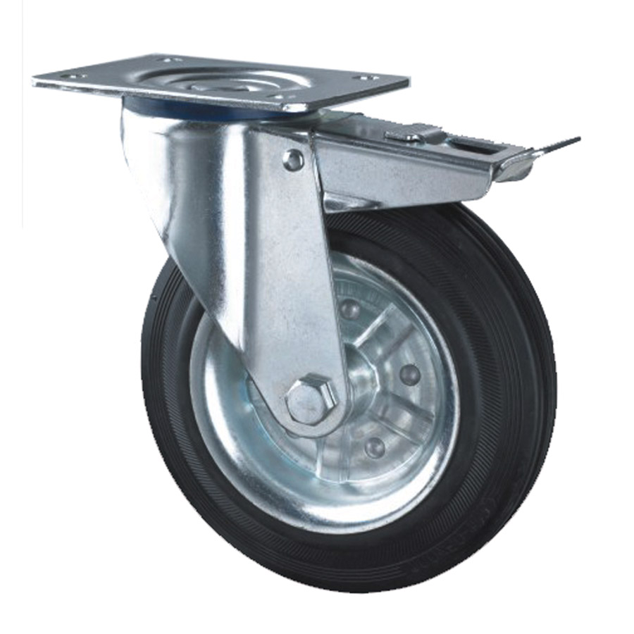 rueda giratoria con freno 75mm de conductivas goma gris elástica para  carros (SX075CPABSBKGX) - Roda S.A.
